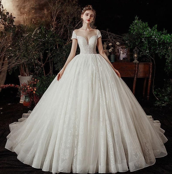 Luxury Wedding Dress With Sparkling Shiny Crystal Beads | EdleessFashion Floor-Length / 20W Luxury Wedding Dress With Sparkling Shiny Crystal Beads | EdleessFashion Floor-Length / 20W
